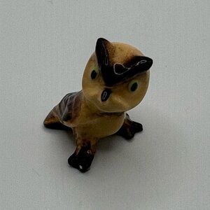Vintage Hagen Renaker Owl miniature figurine Beige Brown 1” Tall READ